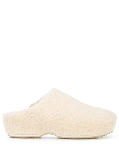 Rosetta Getty Shearling Clog In Parchment In White