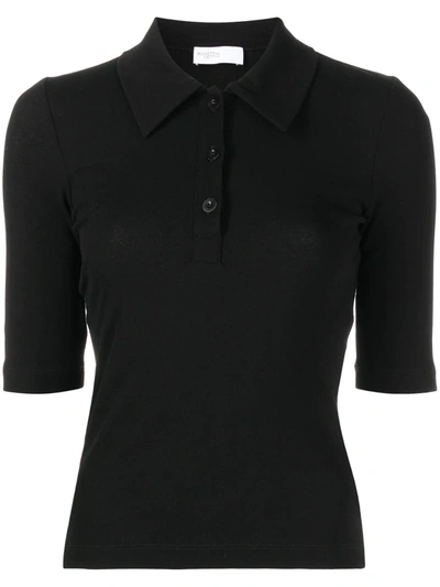 Shop Rosetta Getty Short-sleeve Cotton Polo Shirt In Black
