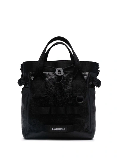 Balenciaga Army Top Handle Small Tote Bag In Black