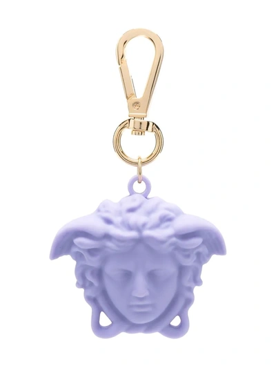 Shop Versace Medusa Head Keyring In Purple