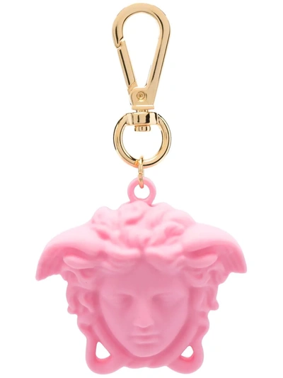 Shop Versace Medusa Head Keyring In Pink
