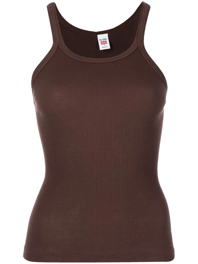 Shop Re/done Fine-ribbed Vest Top In Brown