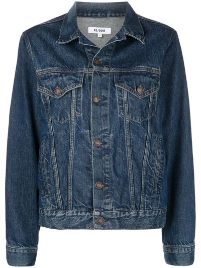 Re/done Blue 90s Oversized Trucker Denim Jacket In Blue