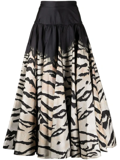 Shop Roberto Cavalli Graphic-print Flared Skirt In Black