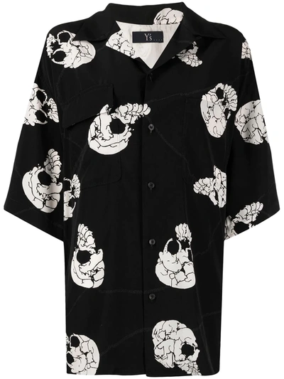 Shop Y's Skull-print Short-sleeve Shirt In Black