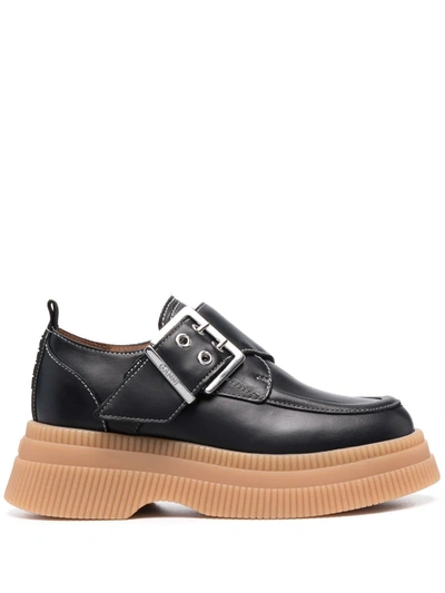 Ganni Leather Platform Loafers In Black | ModeSens