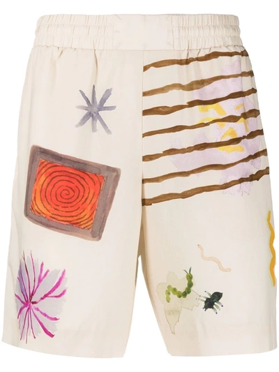 Shop Mcq By Alexander Mcqueen Painterly-print Shorts In Neutrals