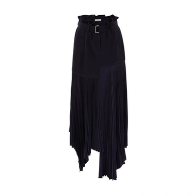 Shop Jw Anderson Belted Pleated Skirt In Navy