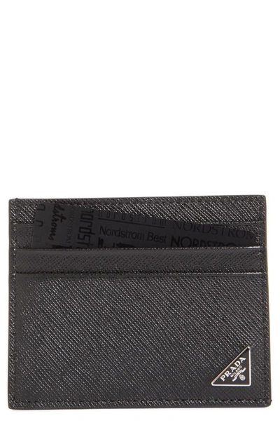 Shop Prada Triangle Logo Leather Card Case In Nero