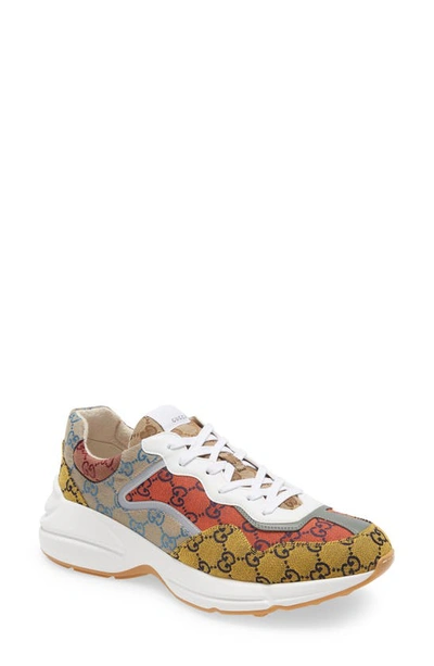 Shop Gucci Rhyton Multicolor Gg Sneaker In Yellow Blue