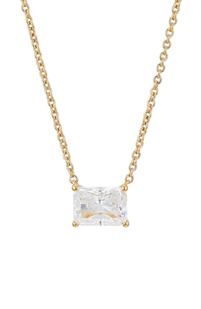 Shop Nadri Modern Luv Large Emerald Cut Cubic Zirconia Pendant Necklace In Gold