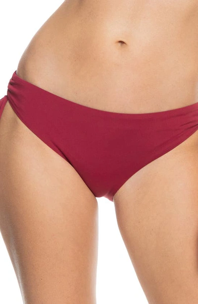 Shop Roxy Beach Classics Side Tie Hipster Bikini Bottoms In Tibetan Red