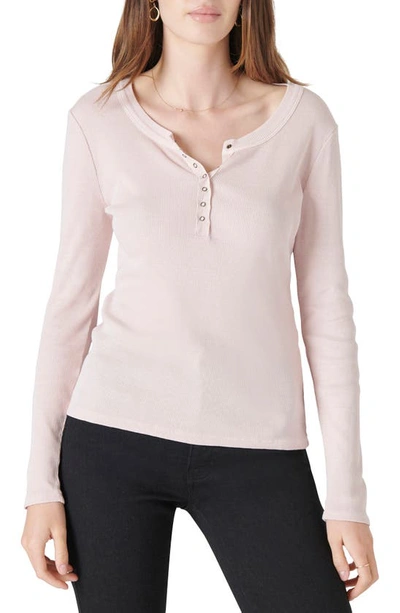 Shop Lucky Brand Rib Cotton Henley In Burnished Lilac