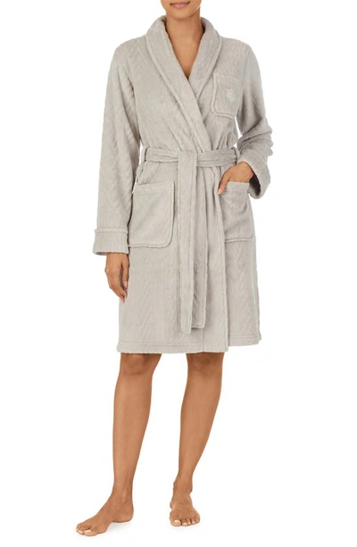 Shop Lauren Ralph Lauren Cable Robe In Grey