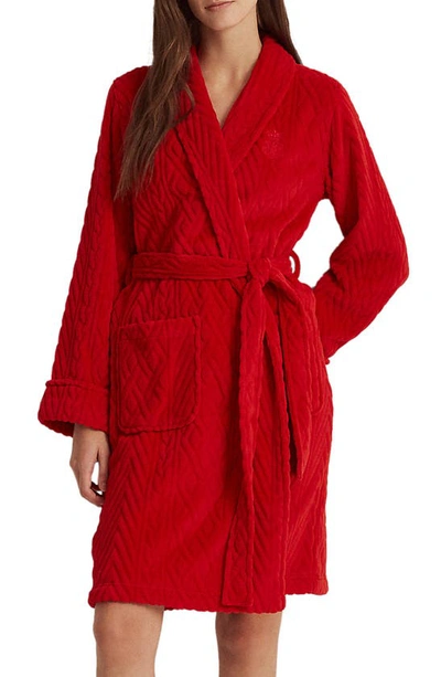 Shop Lauren Ralph Lauren Cable Robe In Red