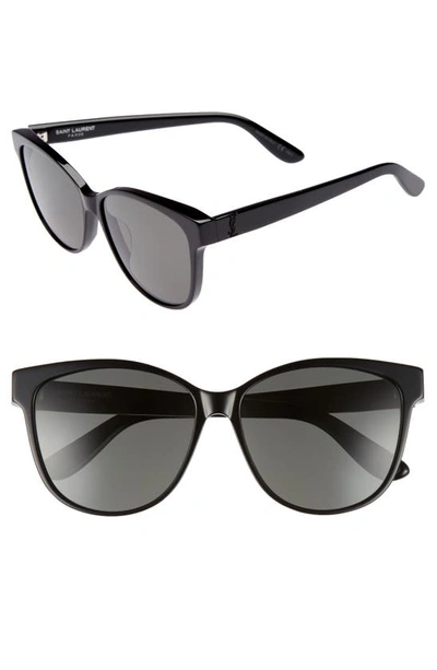 Shop Saint Laurent 58mm Cat Eye Sunglasses In Black