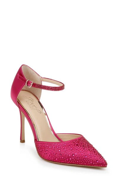 Shop Jewel Badgley Mischka Jailene Ankle Strap Pump In Pink Satin