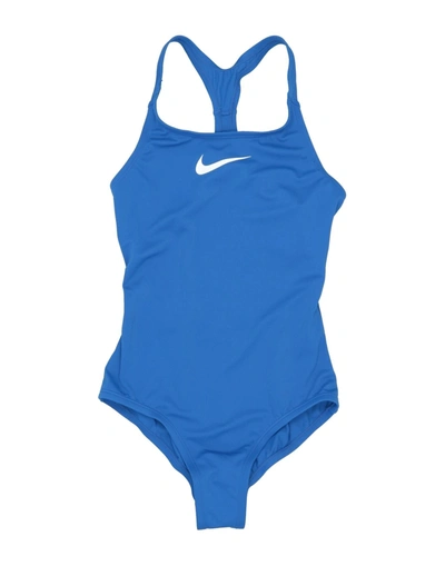 Shop Nike One-piece Swimsuits In Bright Blue