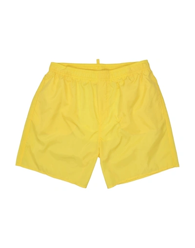 Shop Dsquared2 Swim Trunks In Yellow
