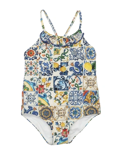 Shop Dolce & Gabbana Toddler Girl One-piece Swimsuit Ivory Size 6 Polyamide, Elastane In White