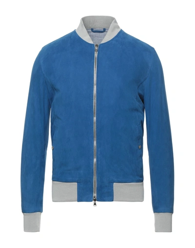 Shop Barba Napoli Man Jacket Blue Size 50 Soft Leather