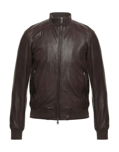 Shop Bully Man Jacket Cocoa Size 42 Lambskin, Polyester In Brown
