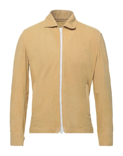 Shop Barba Napoli Man Jacket Ocher Size 40 Soft Leather In Yellow