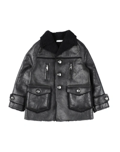 Shop Dolce & Gabbana Toddler Boy Coat Black Size 4 Lambskin