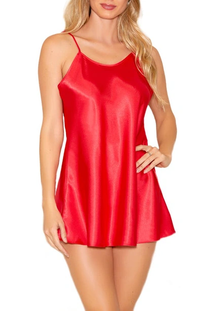 Shop Icollection Satin Chemise In Red