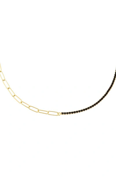 Shop Adinas Jewels Color Tennis & Link Bracelet In Onyx