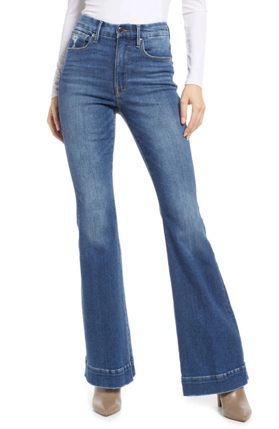 Shop Good American Good Legs Deep-v High Waist Flare Leg Jeans In Blue843