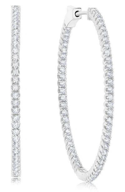 Shop Crislu Medium Pavé Hoop Earrings In Platinum