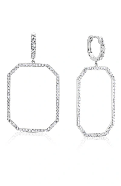 Shop Crislu Rectangle Huggie Hoop Earrings In Silver