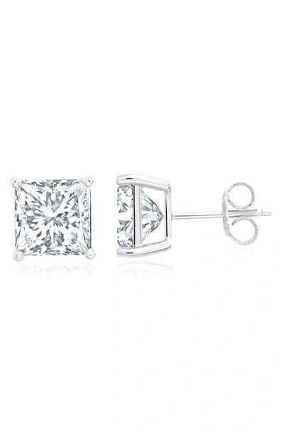 Crislu Cubic Zirconia Square Stud Earrings In Platinum