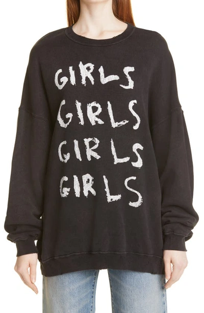 Shop R13 Girls Girls Oversize Distressed Sweatshirt In Acid Black