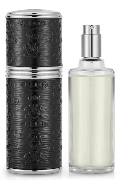 Shop Creed Black Leather With Silver Trim Prefilled Deluxe Atomizer Usd $570 Value In Aventus Cologne
