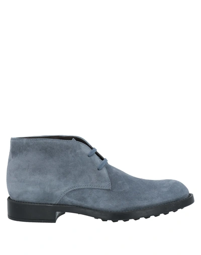 Shop Tod's Man Ankle Boots Pastel Blue Size 8 Soft Leather