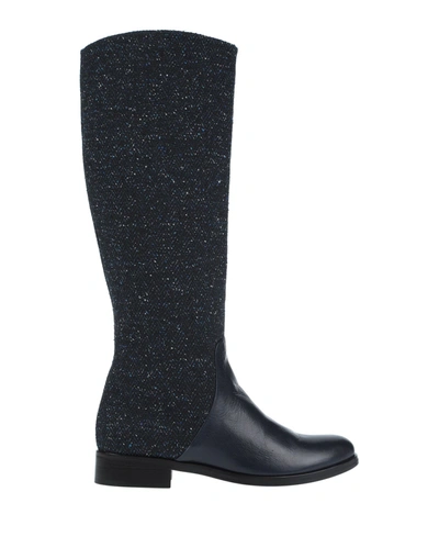 Shop A.testoni A. Testoni Woman Boot Midnight Blue Size 5.5 Soft Leather, Textile Fibers
