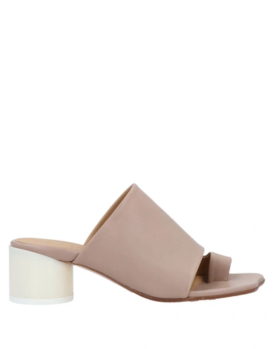 Shop Mm6 Maison Margiela Woman Thong Sandal Light Brown Size 7 Soft Leather In Beige