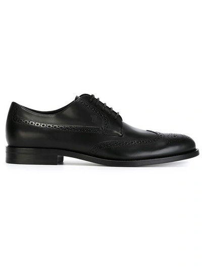 Tod's Wingcap Leather Derby Shoes In Black