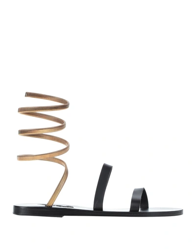 Shop Ancient Greek Sandals Woman Sandals Black Size 7 Cowhide, Metal