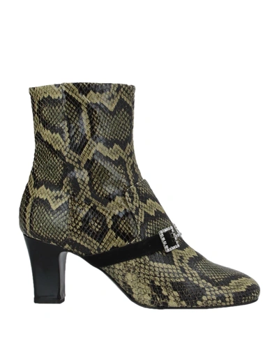 Shop Les Petits Joueurs Woman Ankle Boots Military Green Size 6 Soft Leather