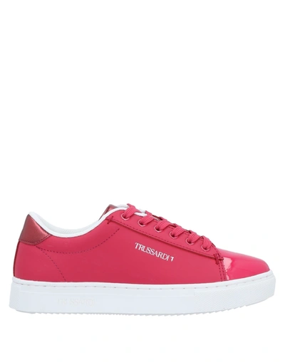 Shop Trussardi Woman Sneakers Red Size 7 Soft Leather, Textile Fibers