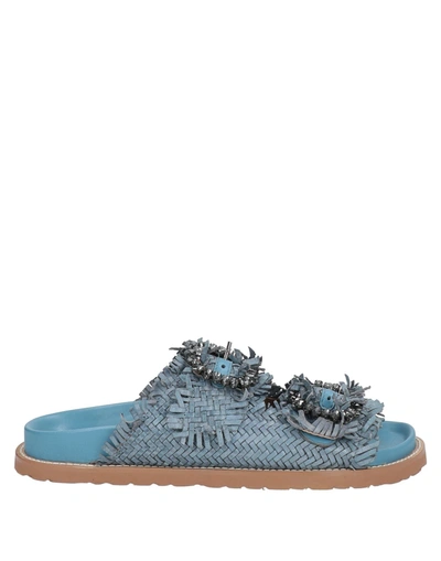 Shop Coral Blue Woman Sandals Slate Blue Size 7 Soft Leather