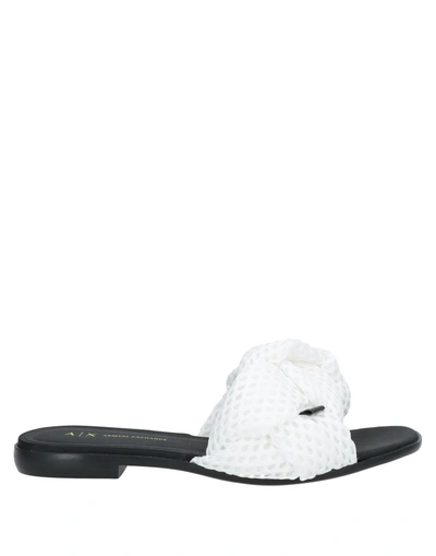 Armani Exchange Twisted Mesh Slides In White