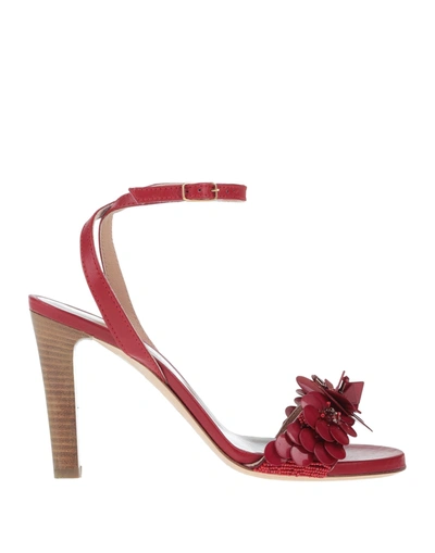 Shop Maliparmi Malìparmi Woman Sandals Red Size 10 Soft Leather, Textile Fibers