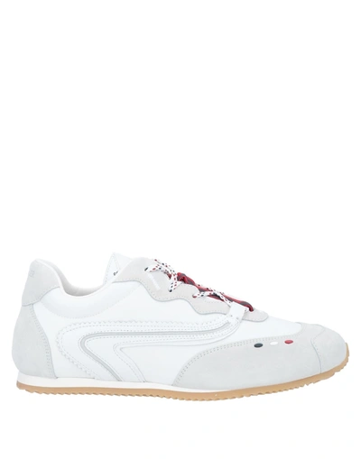Shop Moncler Man Sneakers White Size 8 Soft Leather, Textile Fibers
