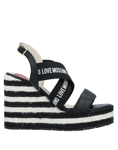 Shop Love Moschino Woman Espadrilles Black Size 6 Soft Leather, Textile Fibers