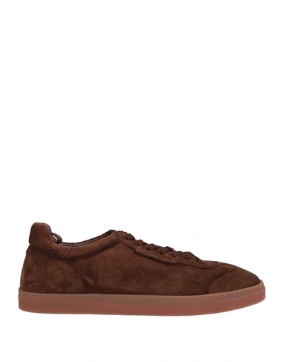 Shop Giorgio Armani Man Sneakers Brown Size 8.5 Calfskin
