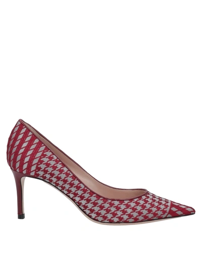 Shop Giorgio Armani Woman Pumps Brick Red Size 8 Viscose, Silk
